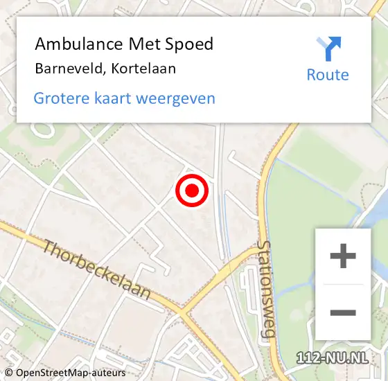 Locatie op kaart van de 112 melding: Ambulance Met Spoed Naar Barneveld, Kortelaan op 13 augustus 2014 21:46