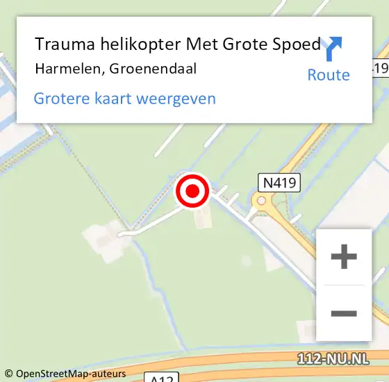 Locatie op kaart van de 112 melding: Trauma helikopter Met Grote Spoed Naar Harmelen, Groenendaal op 30 januari 2023 08:30