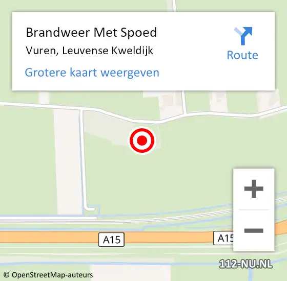 Locatie op kaart van de 112 melding: Brandweer Met Spoed Naar Vuren, Leuvense Kweldijk op 30 januari 2023 08:46