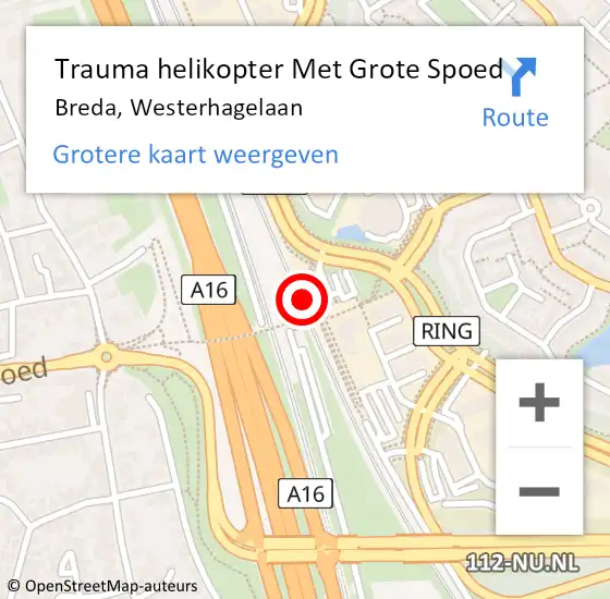 Locatie op kaart van de 112 melding: Trauma helikopter Met Grote Spoed Naar Breda, Westerhagelaan op 30 januari 2023 08:49