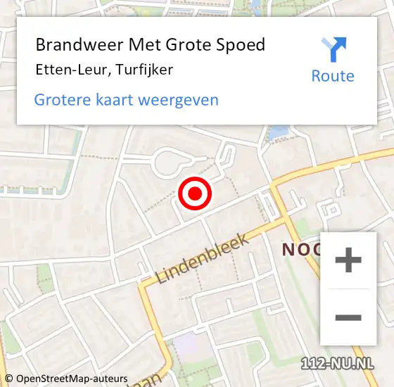 Locatie op kaart van de 112 melding: Brandweer Met Grote Spoed Naar Etten-Leur, Turfijker op 30 januari 2023 09:21