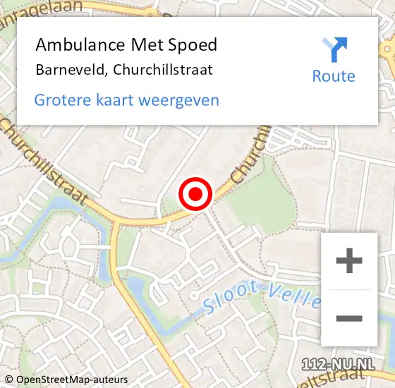 Locatie op kaart van de 112 melding: Ambulance Met Spoed Naar Barneveld, Churchillstraat op 30 januari 2023 09:44