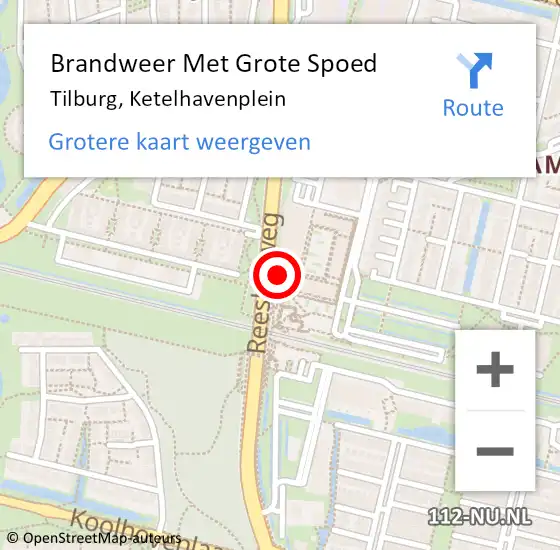 Locatie op kaart van de 112 melding: Brandweer Met Grote Spoed Naar Tilburg, Ketelhavenplein op 30 januari 2023 09:51