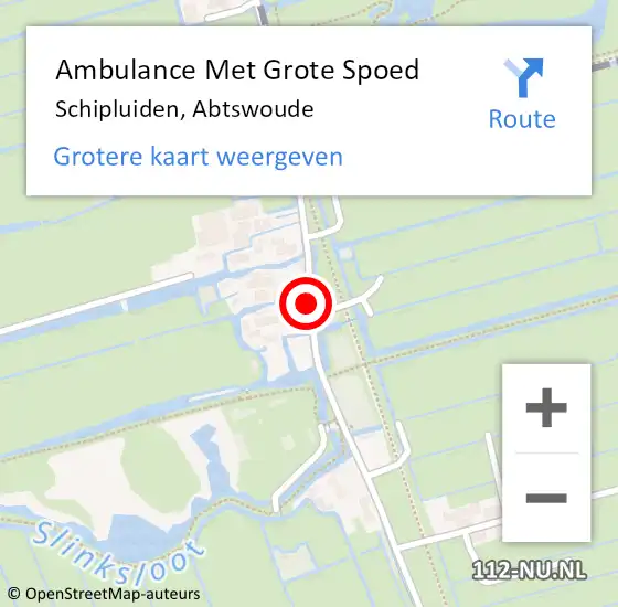 Locatie op kaart van de 112 melding: Ambulance Met Grote Spoed Naar Schipluiden, Abtswoude op 13 augustus 2014 22:12