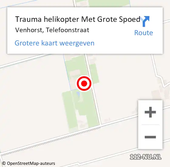 Locatie op kaart van de 112 melding: Trauma helikopter Met Grote Spoed Naar Venhorst, Telefoonstraat op 30 januari 2023 11:03