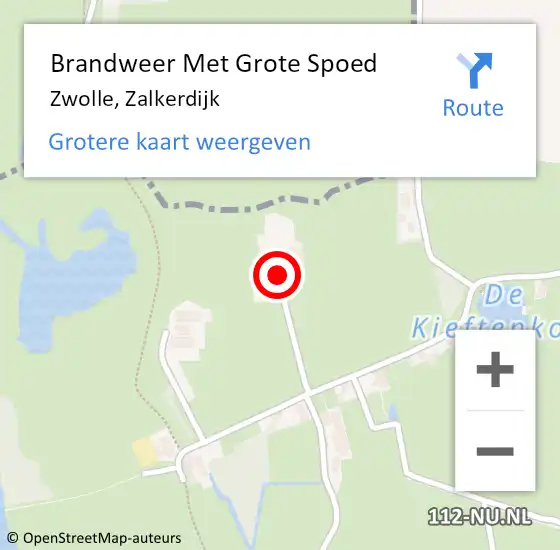 Locatie op kaart van de 112 melding: Brandweer Met Grote Spoed Naar Zwolle, Zalkerdijk op 30 januari 2023 11:18