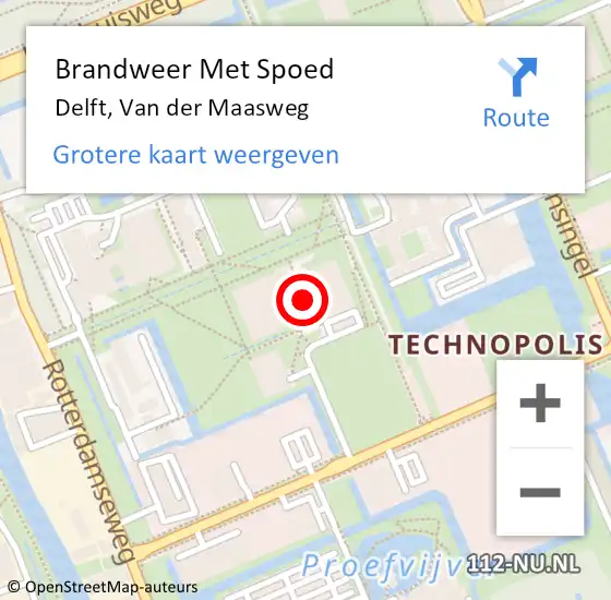 Locatie op kaart van de 112 melding: Brandweer Met Spoed Naar Delft, Van der Maasweg op 30 januari 2023 11:19