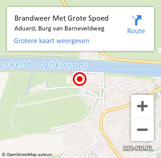 Locatie op kaart van de 112 melding: Brandweer Met Grote Spoed Naar Aduard, Burg van Barneveldweg op 30 januari 2023 11:30