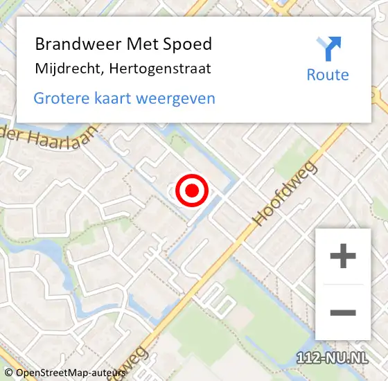 Locatie op kaart van de 112 melding: Brandweer Met Spoed Naar Mijdrecht, Hertogenstraat op 30 januari 2023 12:18