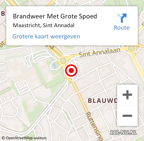 Locatie op kaart van de 112 melding: Brandweer Met Grote Spoed Naar Maastricht, Sint Annadal op 30 januari 2023 12:23