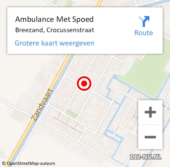 Locatie op kaart van de 112 melding: Ambulance Met Spoed Naar Breezand, Crocussenstraat op 30 januari 2023 12:24