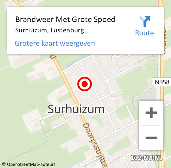 Locatie op kaart van de 112 melding: Brandweer Met Grote Spoed Naar Surhuizum, Lustenburg op 30 januari 2023 12:24