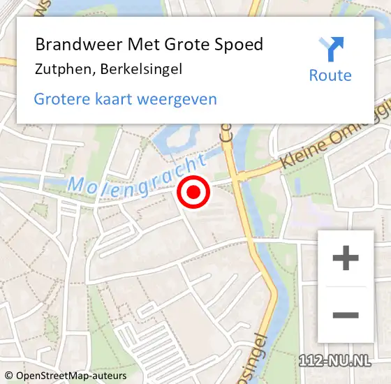 Locatie op kaart van de 112 melding: Brandweer Met Grote Spoed Naar Zutphen, Berkelsingel op 30 januari 2023 12:55