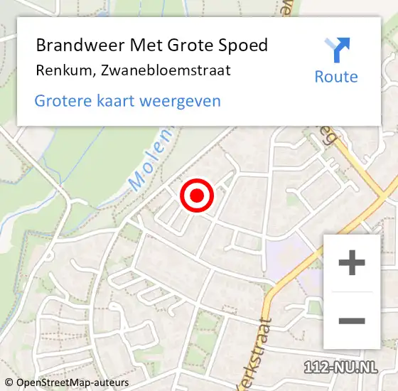 Locatie op kaart van de 112 melding: Brandweer Met Grote Spoed Naar Renkum, Zwanebloemstraat op 30 januari 2023 13:07