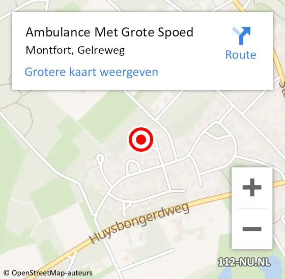 Locatie op kaart van de 112 melding: Ambulance Met Grote Spoed Naar Montfort, Gelreweg op 30 januari 2023 13:09