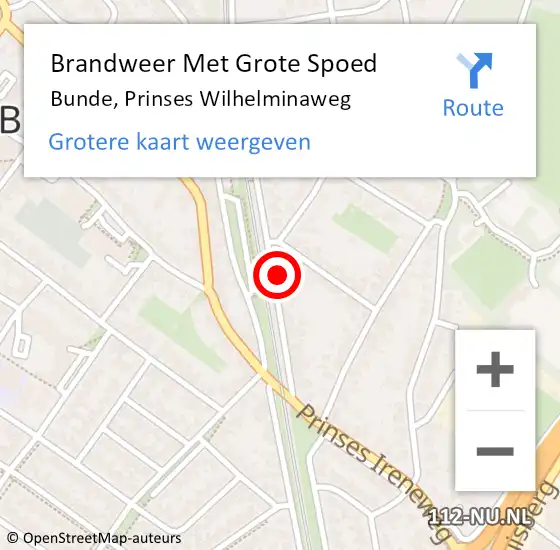 Locatie op kaart van de 112 melding: Brandweer Met Grote Spoed Naar Bunde, Prinses Wilhelminaweg op 30 januari 2023 13:10