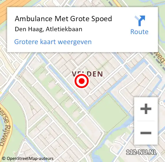 Locatie op kaart van de 112 melding: Ambulance Met Grote Spoed Naar Den Haag, Atletiekbaan op 30 januari 2023 13:16