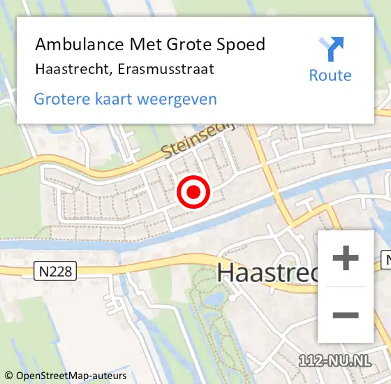 Locatie op kaart van de 112 melding: Ambulance Met Grote Spoed Naar Haastrecht, Erasmusstraat op 30 januari 2023 13:17