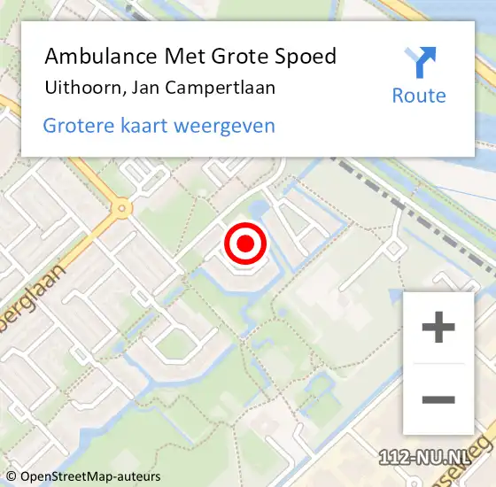 Locatie op kaart van de 112 melding: Ambulance Met Grote Spoed Naar Uithoorn, Jan Campertlaan op 30 januari 2023 13:21