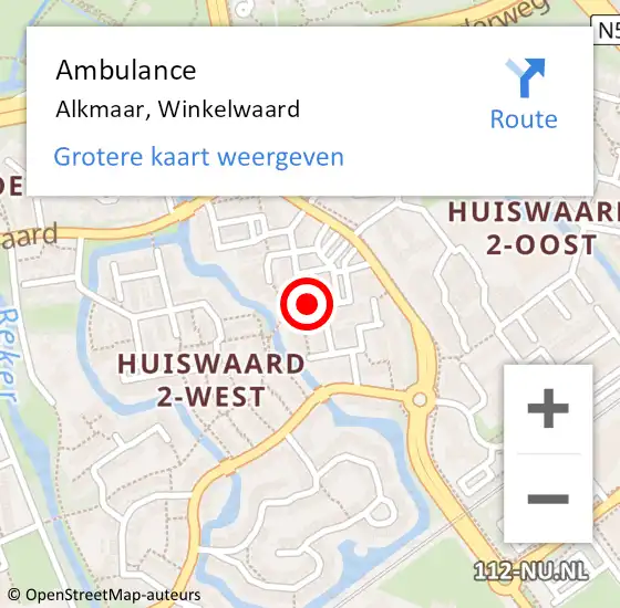 Locatie op kaart van de 112 melding: Ambulance Alkmaar, Winkelwaard op 30 januari 2023 13:25