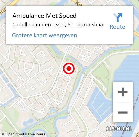 Locatie op kaart van de 112 melding: Ambulance Met Spoed Naar Capelle aan den IJssel, St. Laurensbaai op 30 januari 2023 13:47