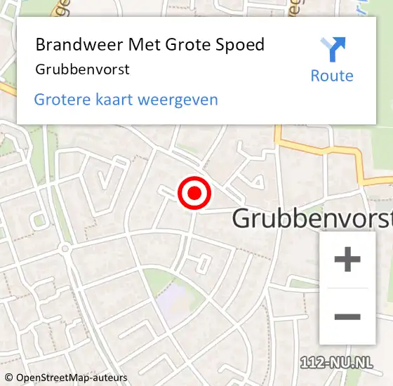 Locatie op kaart van de 112 melding: Brandweer Met Grote Spoed Naar Grubbenvorst op 30 januari 2023 14:00