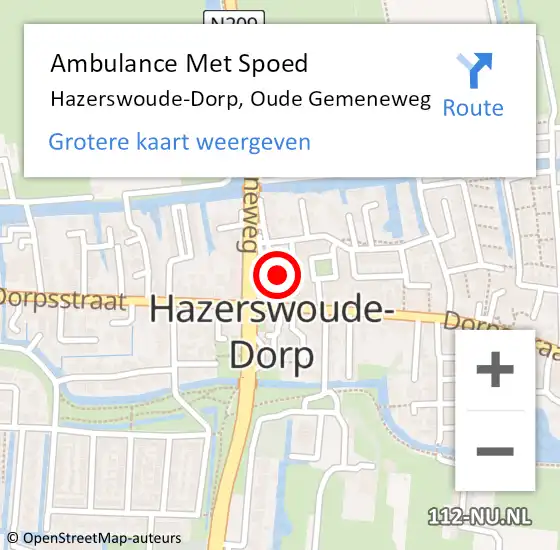 Locatie op kaart van de 112 melding: Ambulance Met Spoed Naar Hazerswoude-Dorp, Oude Gemeneweg op 30 januari 2023 14:34