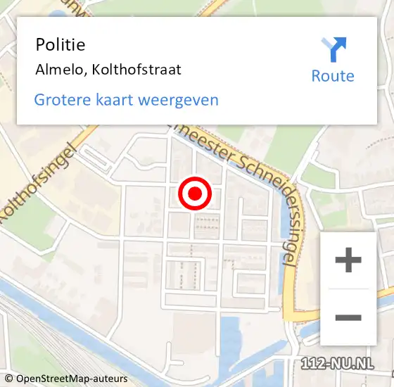 Locatie op kaart van de 112 melding: Politie Almelo, Kolthofstraat op 30 januari 2023 14:37