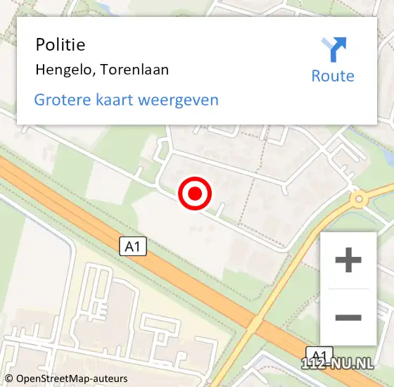 Locatie op kaart van de 112 melding: Politie Hengelo, Torenlaan op 30 januari 2023 14:46