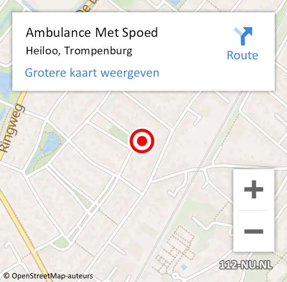 Locatie op kaart van de 112 melding: Ambulance Met Spoed Naar Heiloo, Trompenburg op 30 januari 2023 14:50