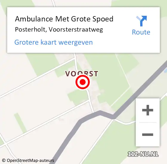 Locatie op kaart van de 112 melding: Ambulance Met Grote Spoed Naar Posterholt, Voorsterstraatweg op 30 januari 2023 14:54