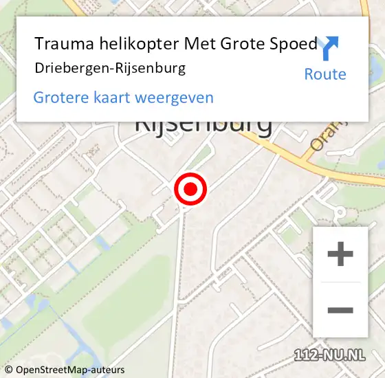 Locatie op kaart van de 112 melding: Trauma helikopter Met Grote Spoed Naar Driebergen-Rijsenburg op 30 januari 2023 14:58