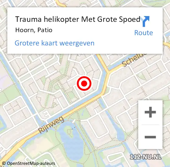 Locatie op kaart van de 112 melding: Trauma helikopter Met Grote Spoed Naar Hoorn, Patio op 30 januari 2023 15:36