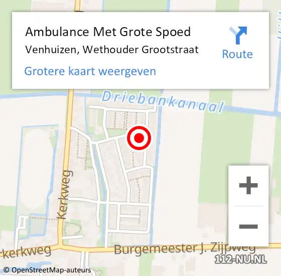 Locatie op kaart van de 112 melding: Ambulance Met Grote Spoed Naar Venhuizen, Wethouder Grootstraat op 30 januari 2023 15:43