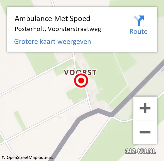 Locatie op kaart van de 112 melding: Ambulance Met Spoed Naar Posterholt, Voorsterstraatweg op 30 januari 2023 15:43