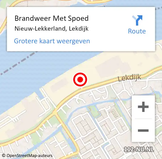 Locatie op kaart van de 112 melding: Brandweer Met Spoed Naar Nieuw-Lekkerland, Lekdijk op 13 augustus 2014 23:20