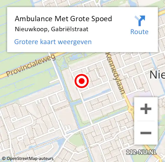 Locatie op kaart van de 112 melding: Ambulance Met Grote Spoed Naar Nieuwkoop, Gabriëlstraat op 30 januari 2023 16:01