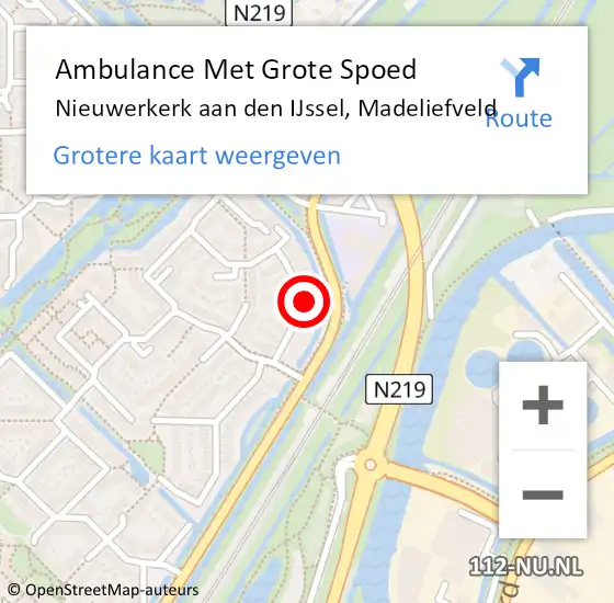 Locatie op kaart van de 112 melding: Ambulance Met Grote Spoed Naar Nieuwerkerk aan den IJssel, Madeliefveld op 30 januari 2023 16:16