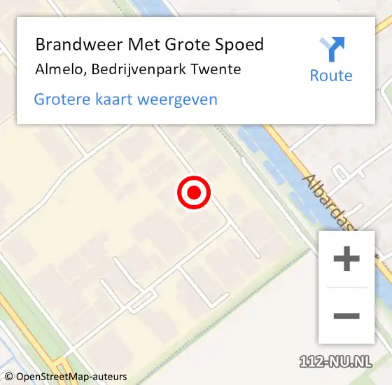 Locatie op kaart van de 112 melding: Brandweer Met Grote Spoed Naar Almelo, Bedrijvenpark Twente op 30 januari 2023 16:23