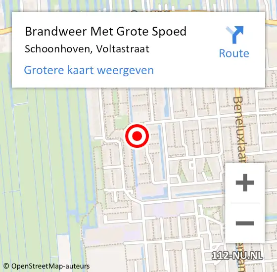 Locatie op kaart van de 112 melding: Brandweer Met Grote Spoed Naar Schoonhoven, Voltastraat op 30 januari 2023 16:25