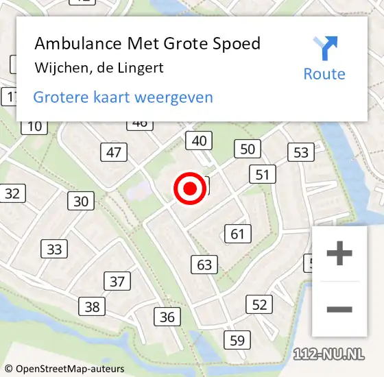 Locatie op kaart van de 112 melding: Ambulance Met Grote Spoed Naar Wijchen, de Lingert op 30 januari 2023 17:04