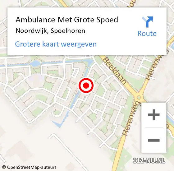 Locatie op kaart van de 112 melding: Ambulance Met Grote Spoed Naar Noordwijk, Spoelhoren op 30 januari 2023 17:26