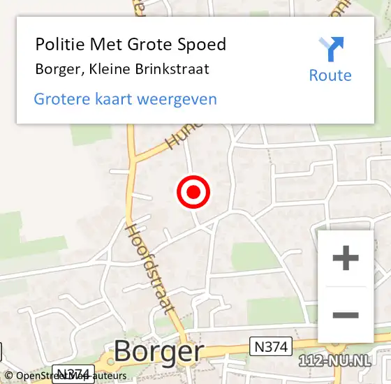 Locatie op kaart van de 112 melding: Politie Met Grote Spoed Naar Borger, Kleine Brinkstraat op 30 januari 2023 17:36
