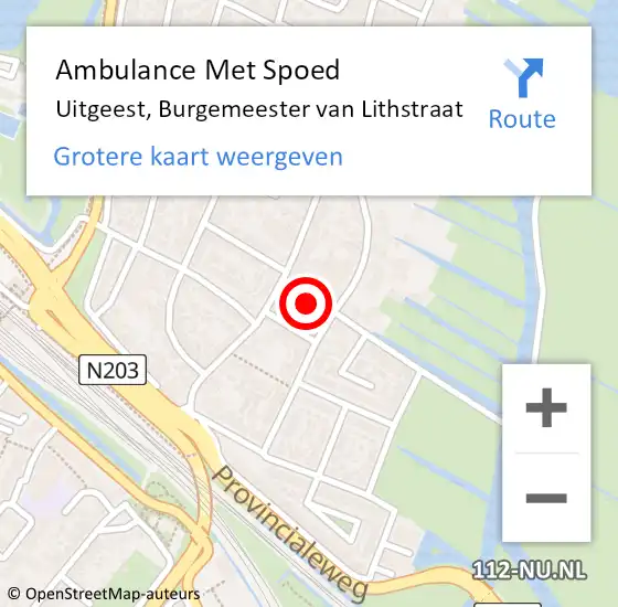 Locatie op kaart van de 112 melding: Ambulance Met Spoed Naar Uitgeest, Burgemeester van Lithstraat op 30 januari 2023 17:42