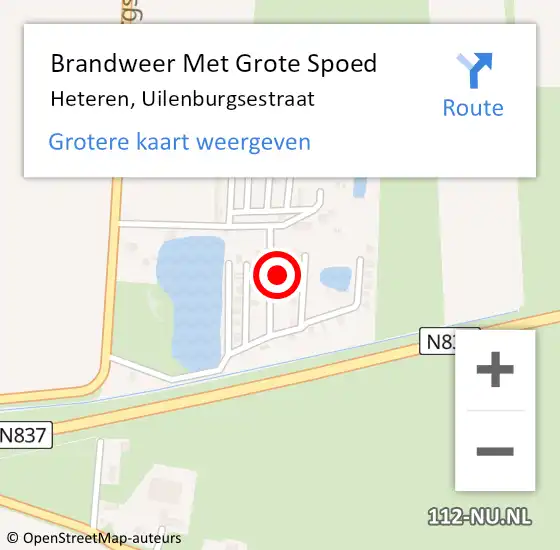 Locatie op kaart van de 112 melding: Brandweer Met Grote Spoed Naar Heteren, Uilenburgsestraat op 30 januari 2023 17:59
