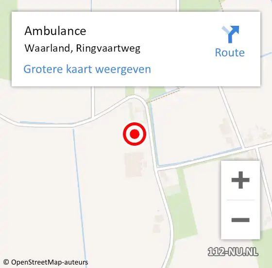 Locatie op kaart van de 112 melding: Ambulance Waarland, Ringvaartweg op 30 januari 2023 17:59