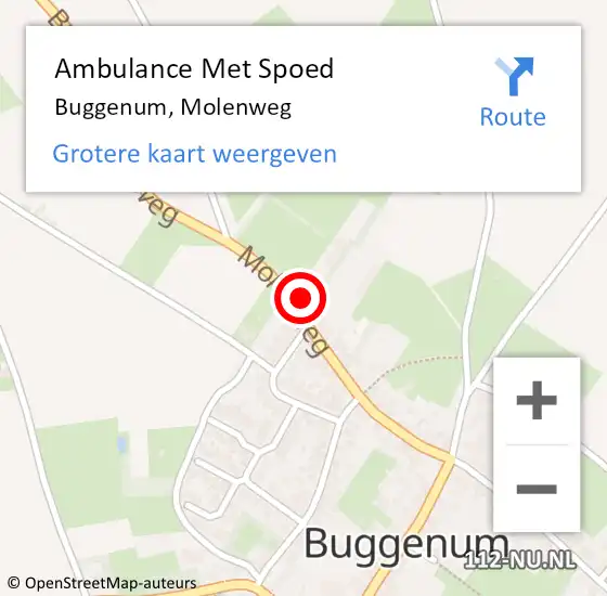 Locatie op kaart van de 112 melding: Ambulance Met Spoed Naar Buggenum, Molenweg op 30 januari 2023 18:04
