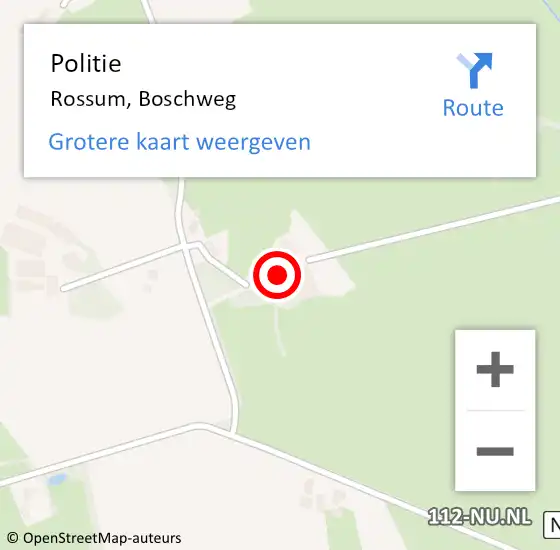 Locatie op kaart van de 112 melding: Politie Rossum, Boschweg op 30 januari 2023 18:10