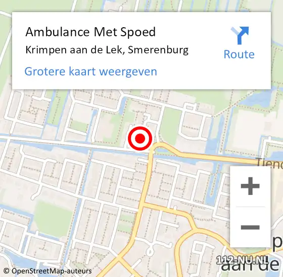 Locatie op kaart van de 112 melding: Ambulance Met Spoed Naar Krimpen aan de Lek, Smerenburg op 30 januari 2023 18:15