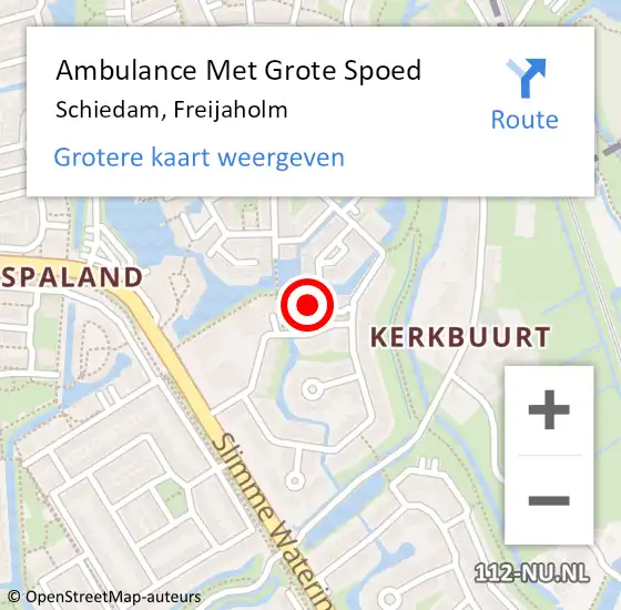 Locatie op kaart van de 112 melding: Ambulance Met Grote Spoed Naar Schiedam, Freijaholm op 30 januari 2023 19:06